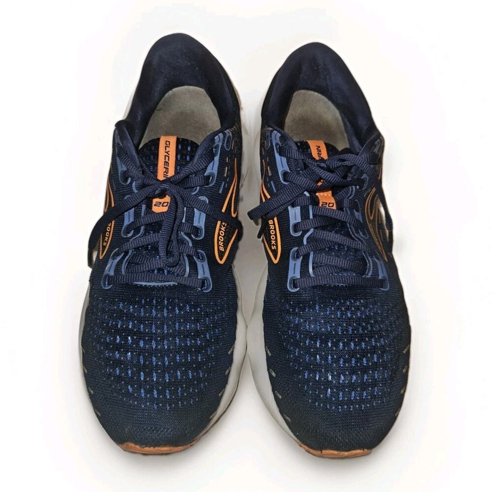 Brooks Glycerin 20 Running Shoes Men’s Size 10 2E Wide Navy Blue Orange Sneakers - Picture 3 of 8